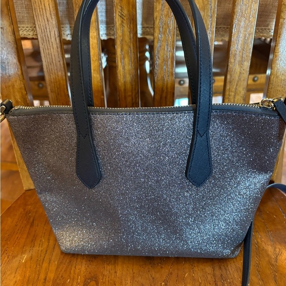 Kate Spade Lola Joeley Tinsel Shimmer Glitter Black Satchel Crossbody - Picture 7 of 11